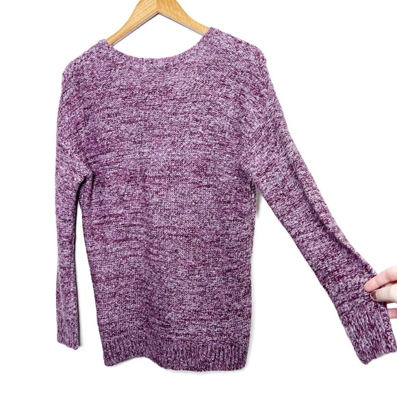 NWT Ellen Tracy Womens Marled Knit Sweater Long Sleeve Casual Pullover Purple M - Picture 9 of 16